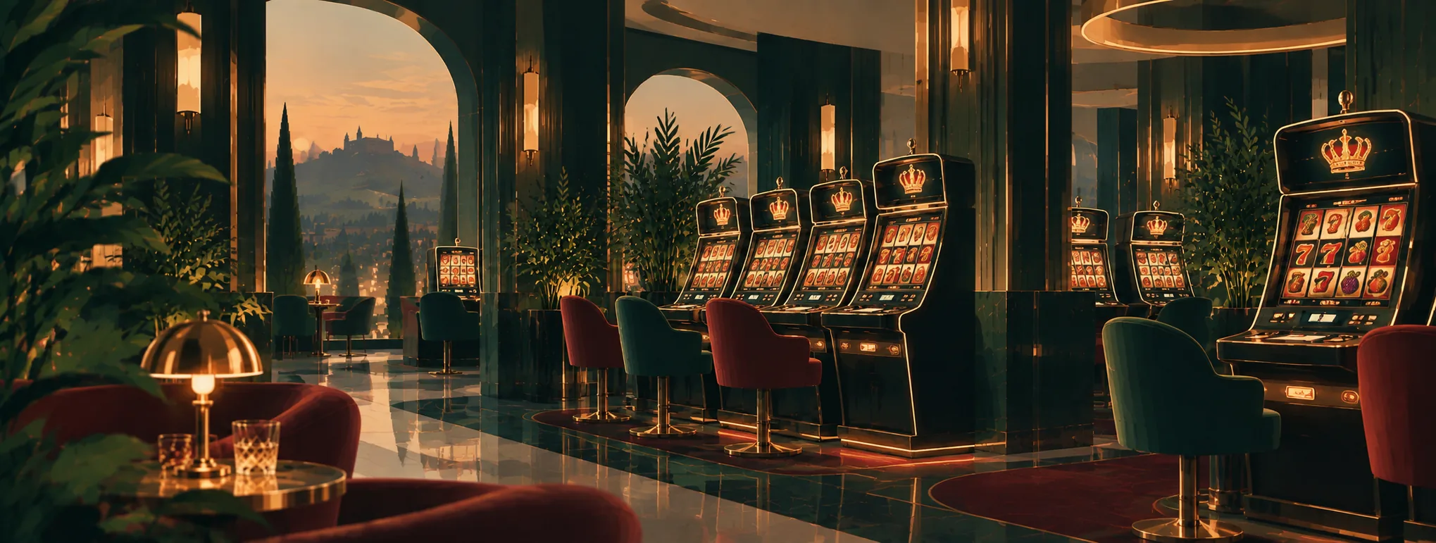 Moderne Geldspielautomaten in einer Spielhalle